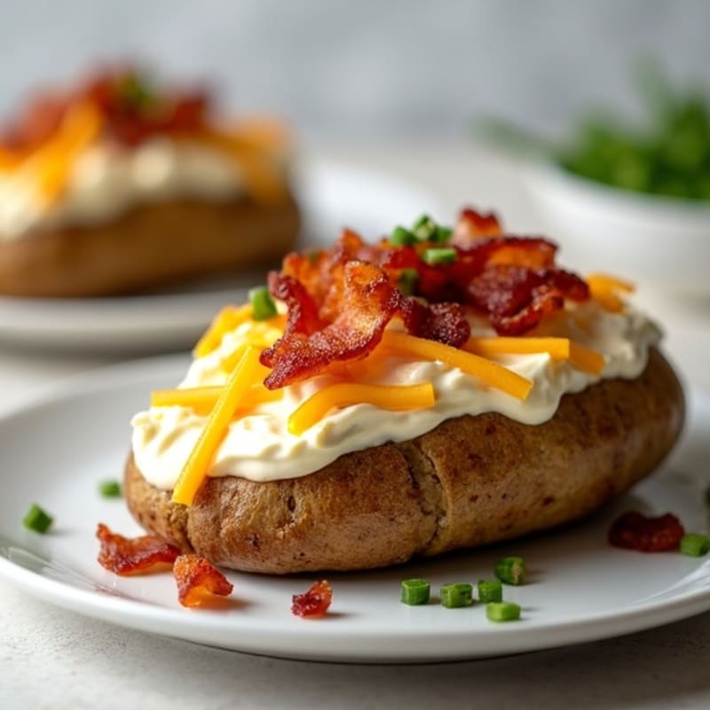 Creamy Stuffed Baked Potatoes with Crispy Lean Bacon and Sharp Cheddar