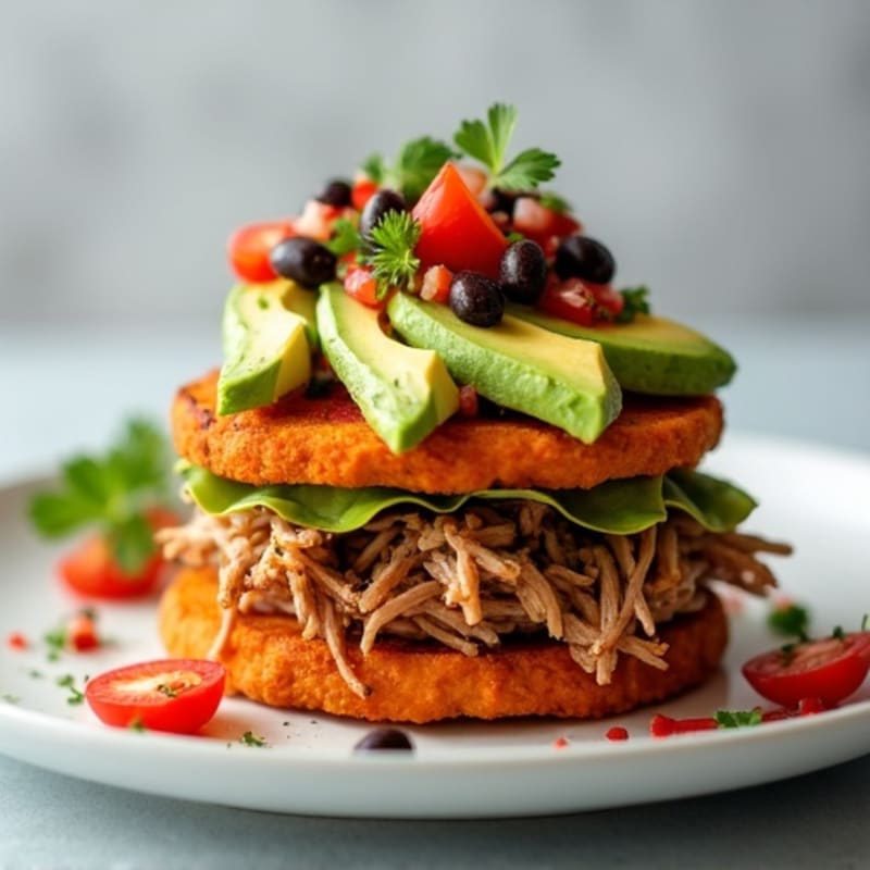 Lean Pulled Pork Sweet Potato Nacho Stack