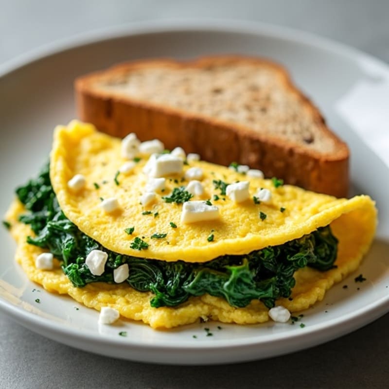 Fluffy Egg White Omelette with Spinach and Feta