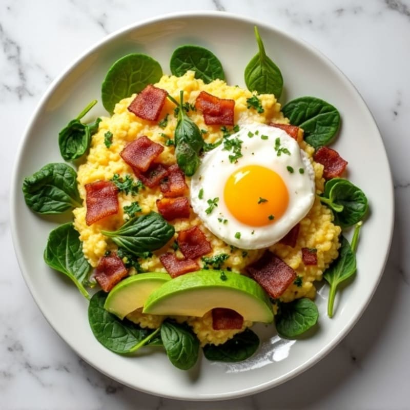 Egg White Scramble with Spinach and Turkey Bacon