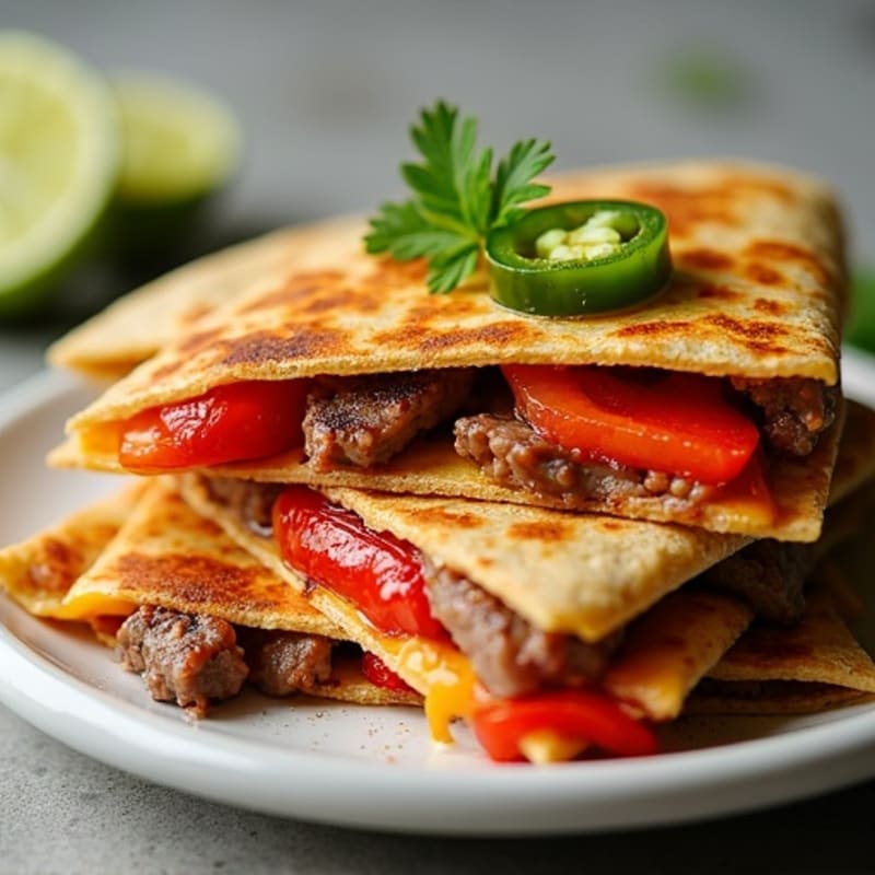 Spicy Lime Steak Quesadillas with Bell Peppers