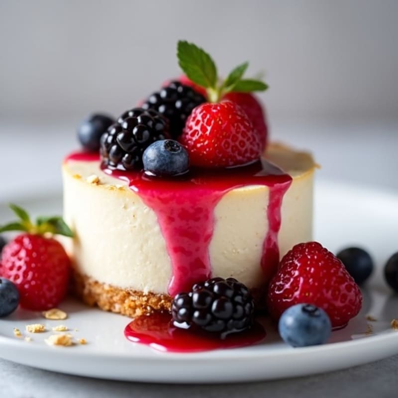 Silky Protein Cheesecake with Berry Compote