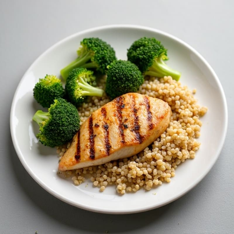 Grilled Chicken Breast with Quinoa and Steamed Broccoli