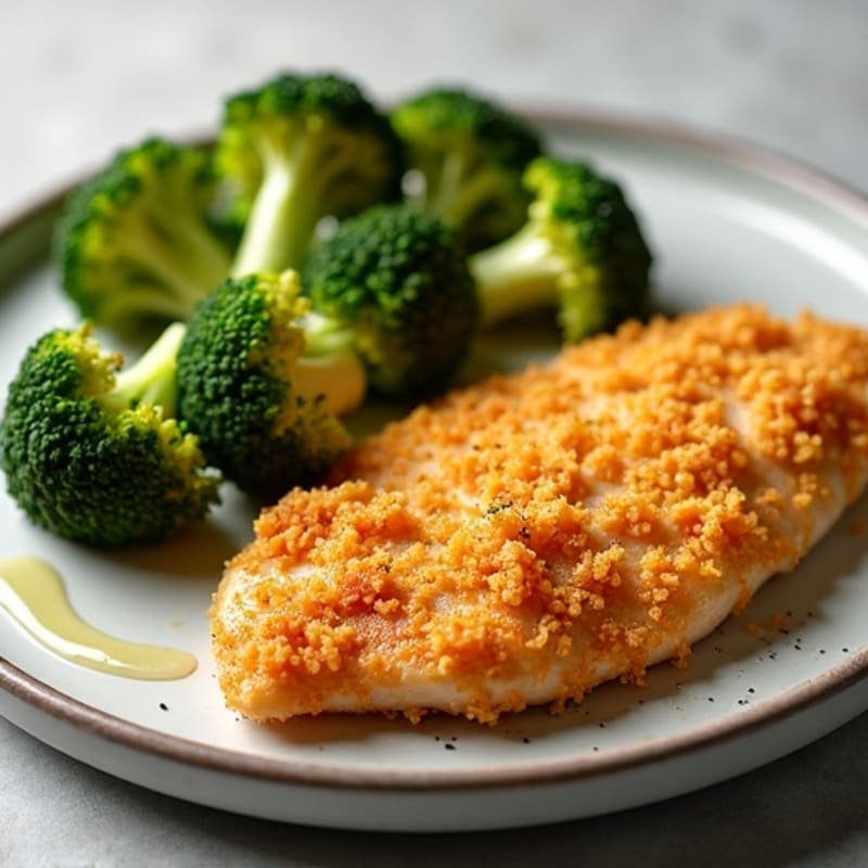 Crispy Air-Fried Chicken with Zesty Orange Glaze and Roasted Broccoli