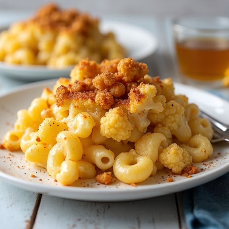 Baked Cauliflower Mac with Crispy Chickpea Crumbs