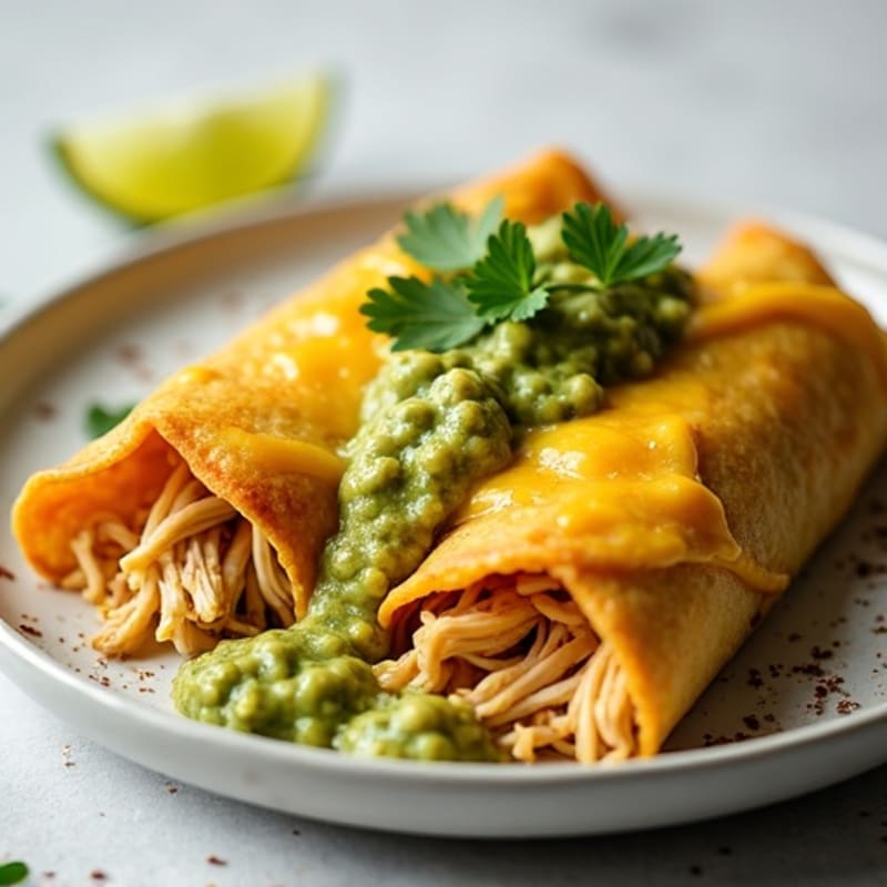 Salsa Verde Shredded Chicken Enchiladas