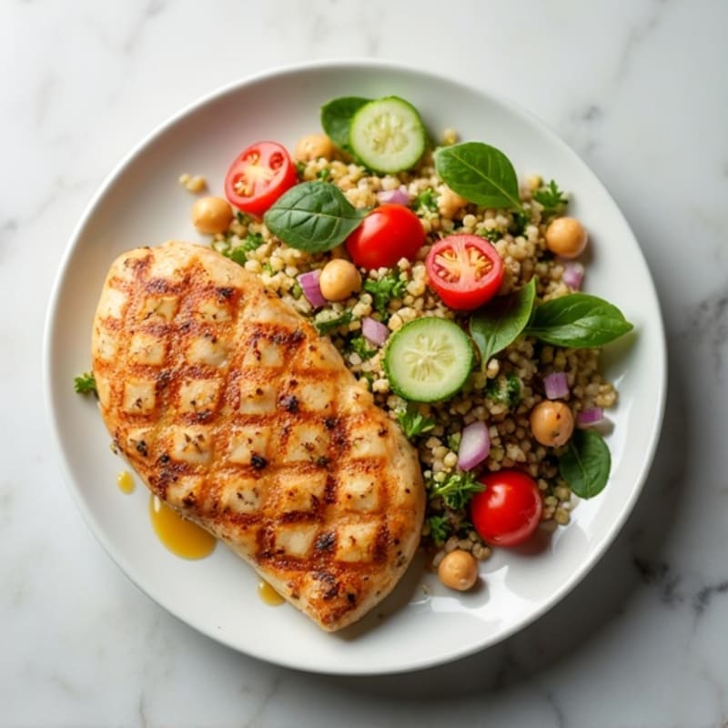 Grilled Chicken Breast with Chickpea Quinoa Salad