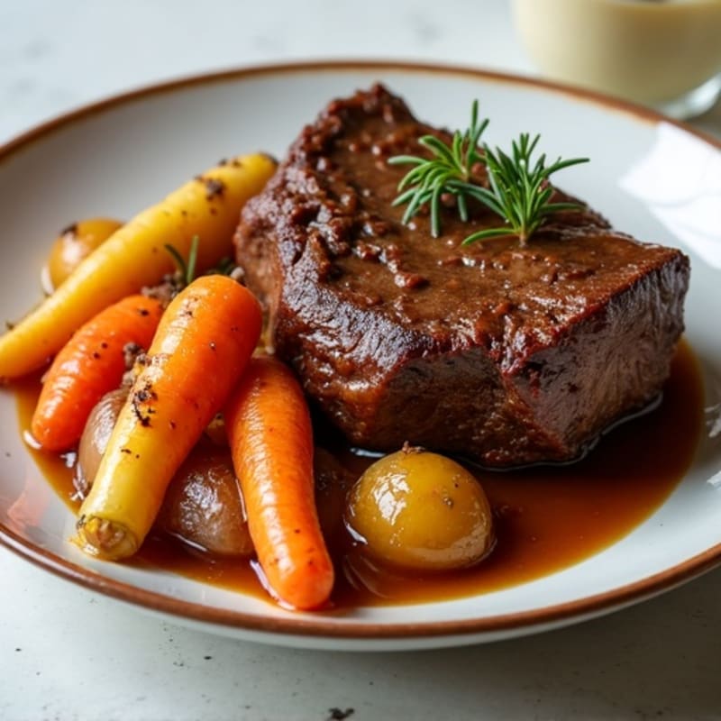 Tender Slow-Cooked Beef Pot Roast with Roasted Root Vegetables