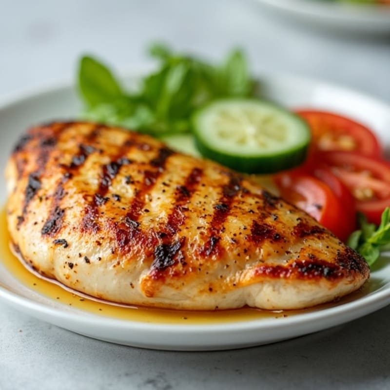 Grilled Chicken Breast with Cucumber Tomato Salad
