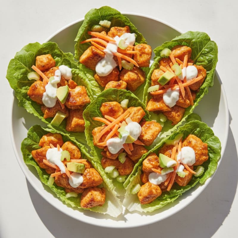 Buffalo Ranch Chicken Lettuce Wraps