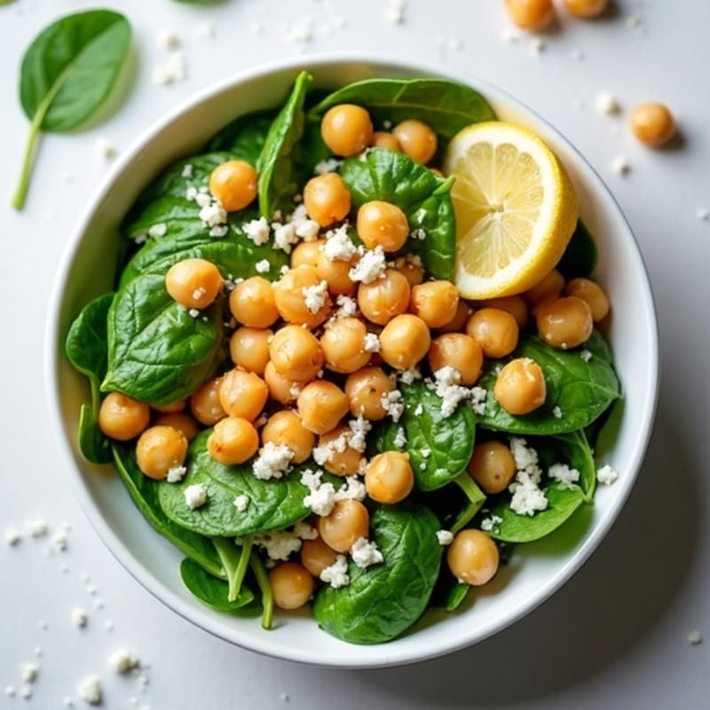 Chickpea Spinach Salad with Lemon Tahini Dressing
