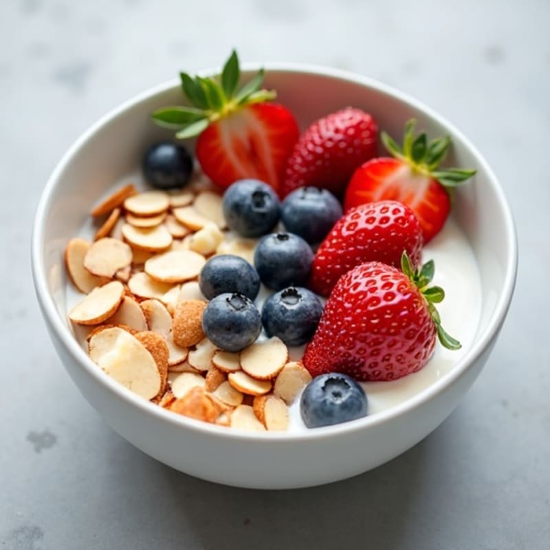 Creamy Greek Yogurt with Fresh Berries and Crunchy Almonds