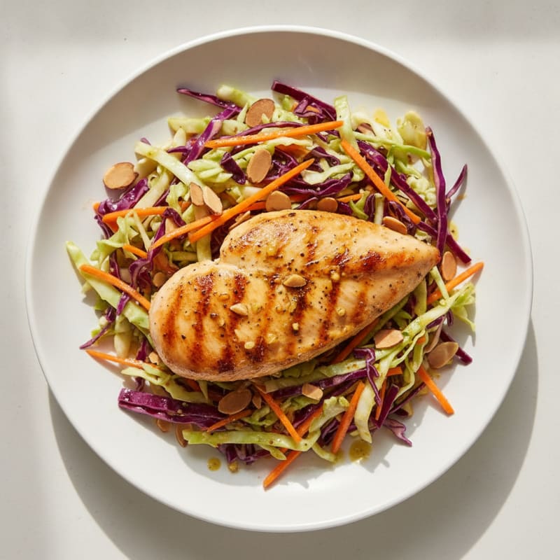 Grilled Chicken Breast with Crunchy Cabbage Slaw