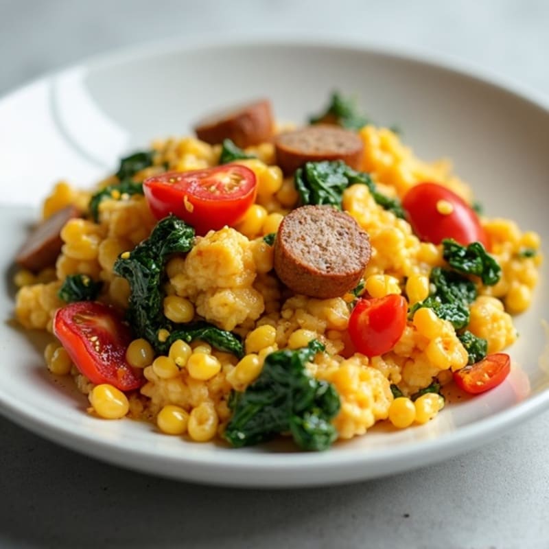 Egg White Veggie Scramble with Turkey Sausage