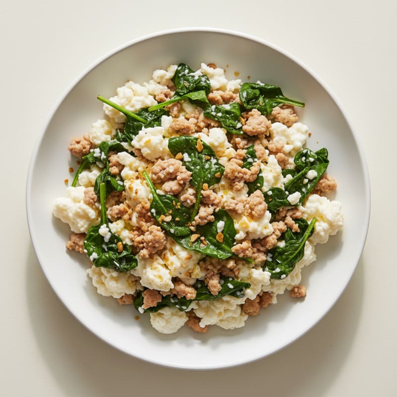 Egg White and Turkey Spinach Scramble