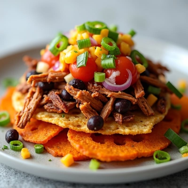 Smoky Pulled Pork Loaded Sweet Potato Nachos