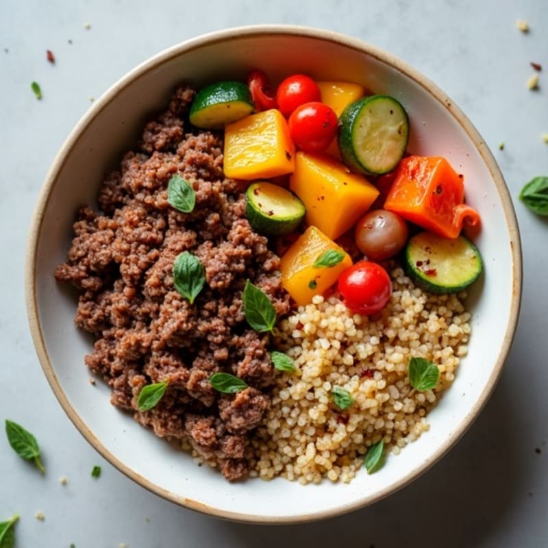 Savory Ground Beef and Roasted Vegetable Power Bowl
