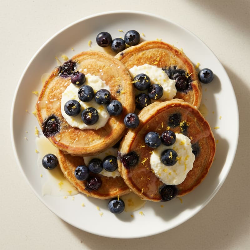 Blueberry Ricotta Pancakes with Lemon Zest