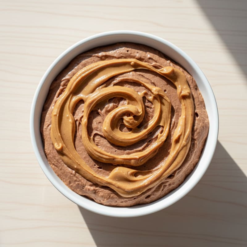 Chocolate Protein Mousse with Peanut Butter Swirl