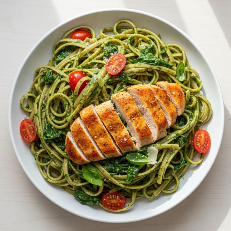 Creamy Pesto Chicken Linguine