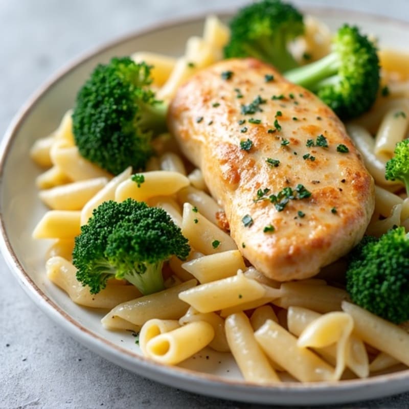 Creamy Lemon Garlic Chicken Pasta with Fresh Broccoli