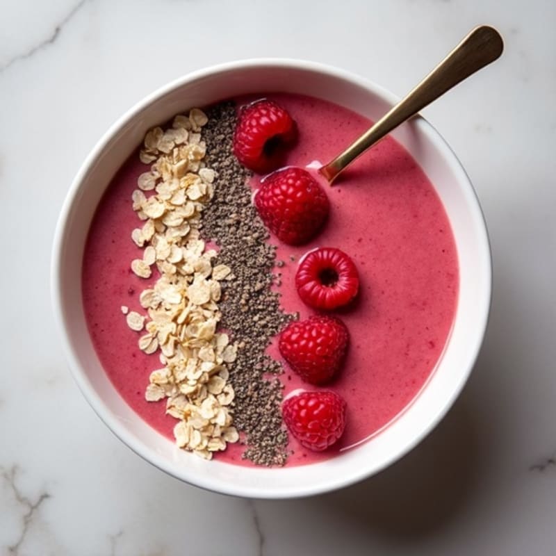 Creamy Raspberry Vanilla Bean Protein Smoothie Bowl
