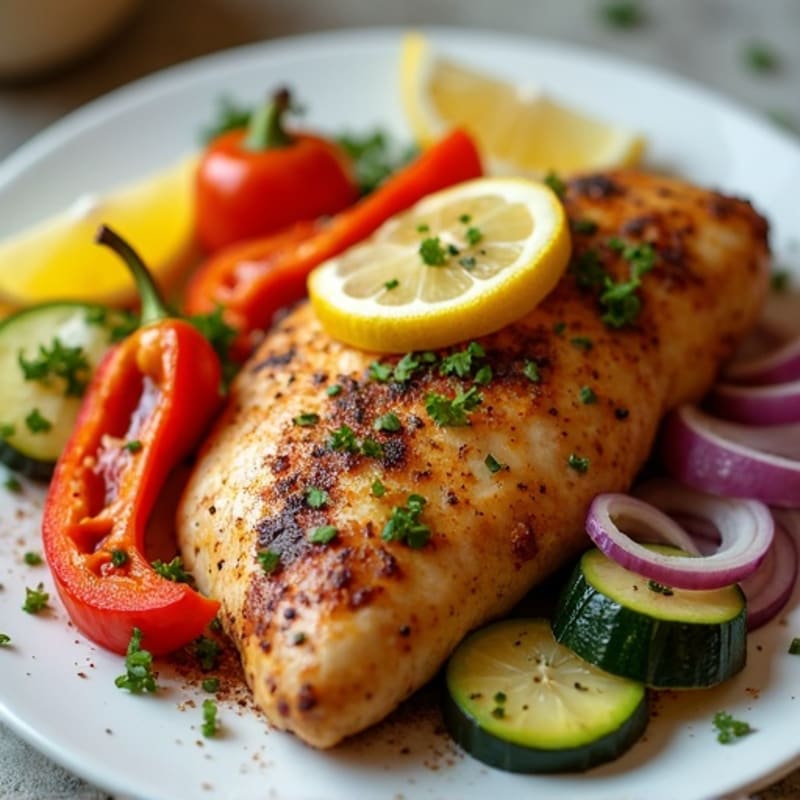Spiced Lemon Garlic Roasted Chicken with Fresh Vegetables