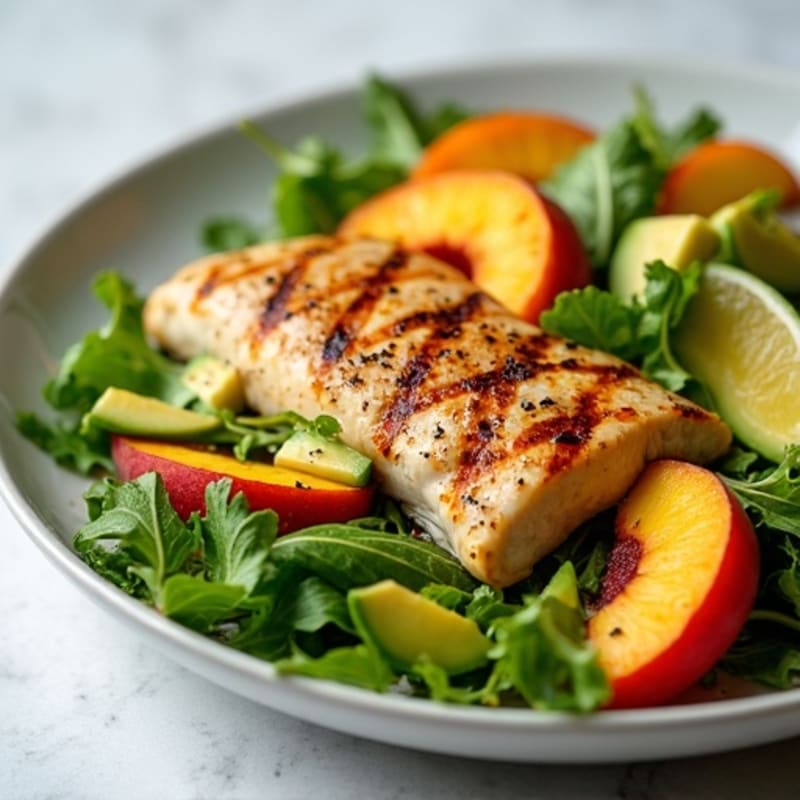 Grilled Chicken with Fresh Peach and Arugula Salad
