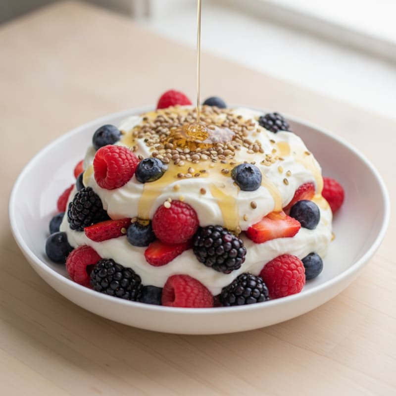 Greek Yogurt Protein Parfait with Mixed Berries