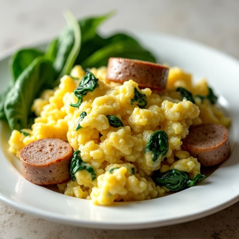 Egg White Scramble with Spinach and Turkey Sausage