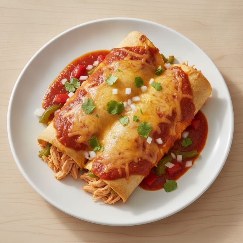 Chicken Enchiladas with Red Chili Sauce