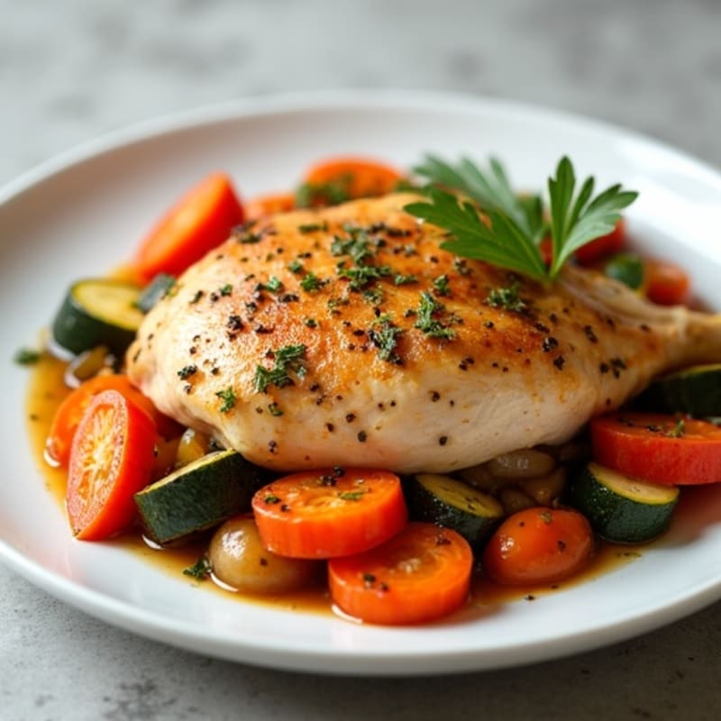Tender Braised Chicken with Savory Garden Vegetables