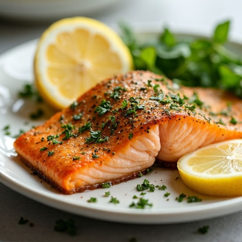 Herb-Crusted Pan Seared Salmon with Lemon
