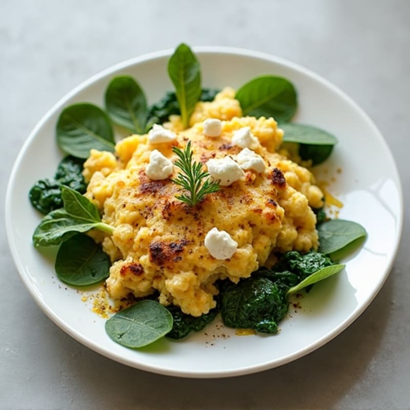 Egg White Spinach Scramble with Grilled Turkey Breast