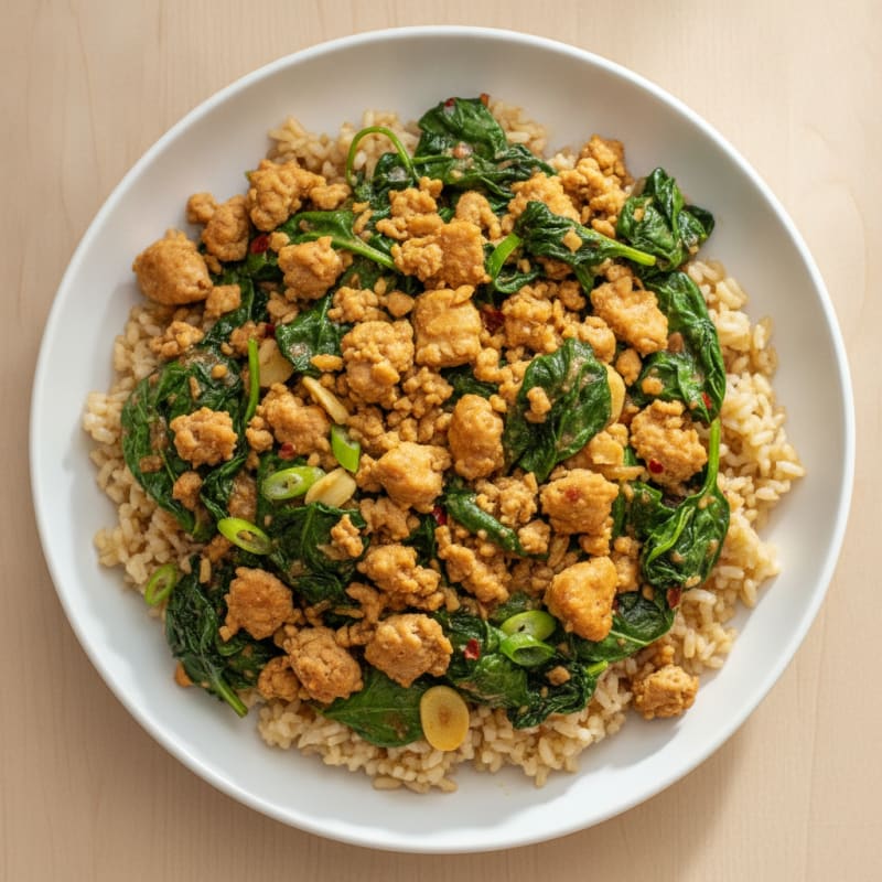 Ground Chicken and Spinach Stir-Fry