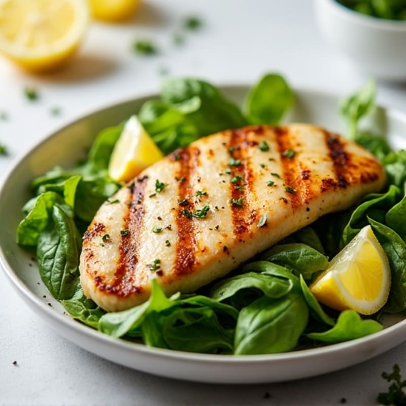 Grilled Chicken Breast with Mixed Greens and Lemon Vinaigrette