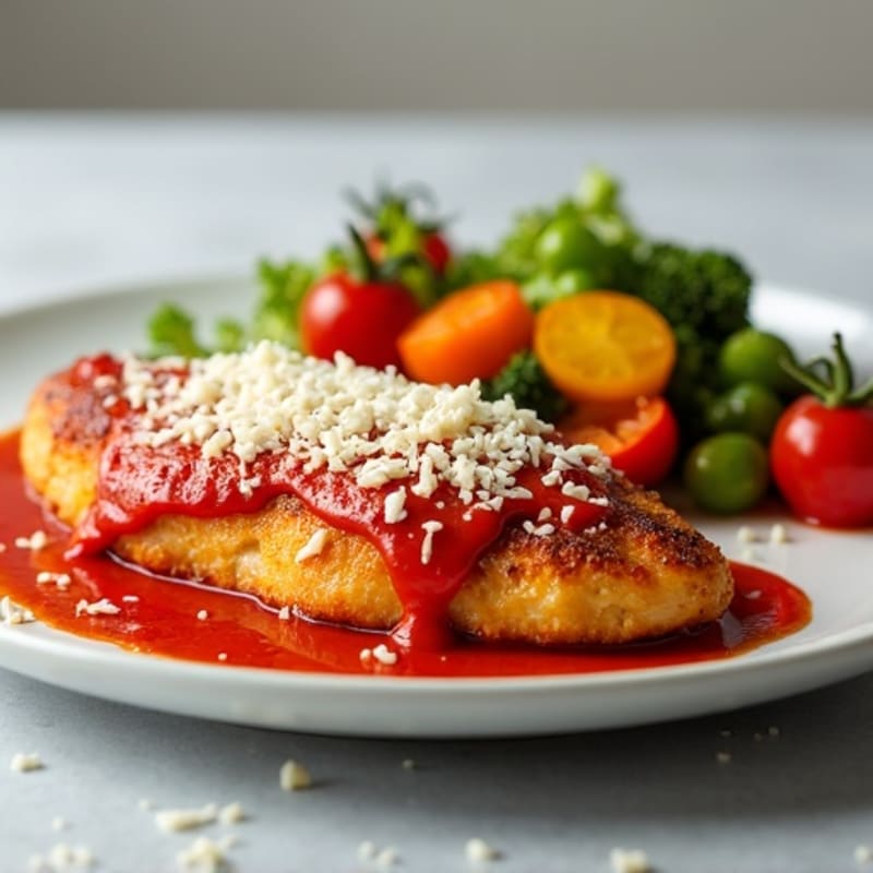 Healthy Crispy Chicken Parmesan with Roasted Vegetables