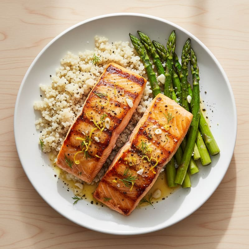 Lemon Herb Grilled Salmon with Asparagus
