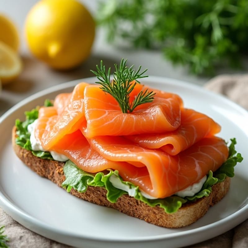 Smoked Salmon Open-Faced Toast with Creamy Dill Spread and Fresh Greens
