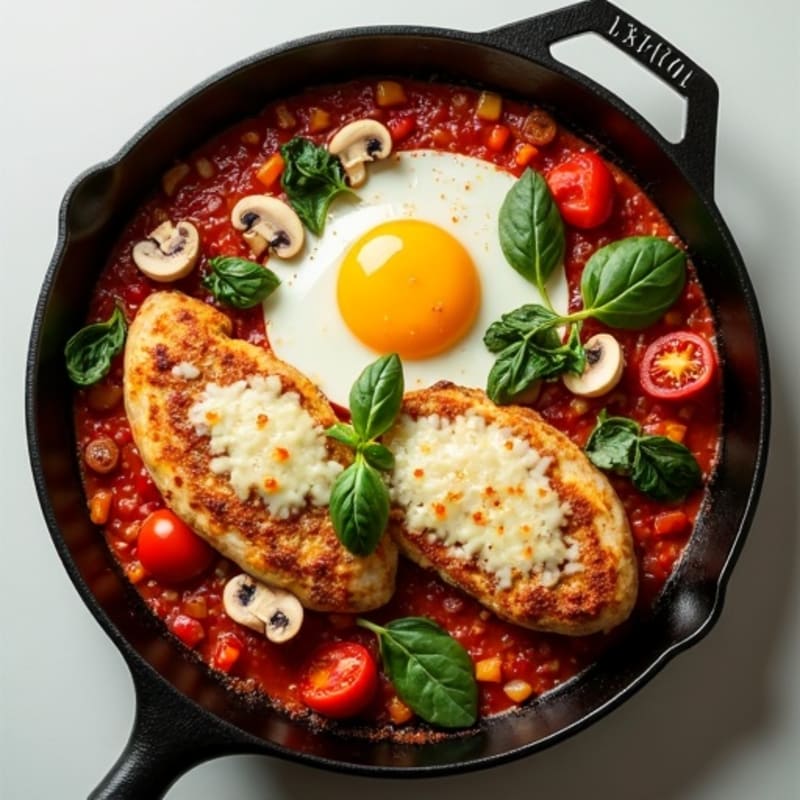 Crispy Chicken Pizza Skillet with Fresh Vegetables
