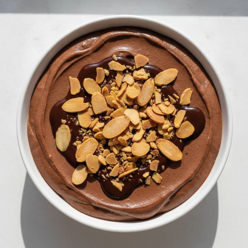 Silky Chocolate Protein Pudding with Almond Crunch