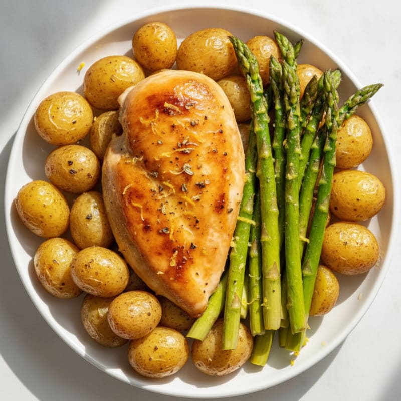 Lemon Herb Roasted Chicken with Asparagus