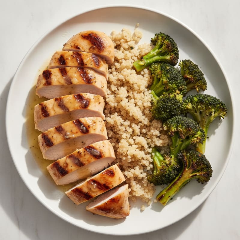 Grilled Lemon-Garlic Chicken with Quinoa and Roasted Broccoli