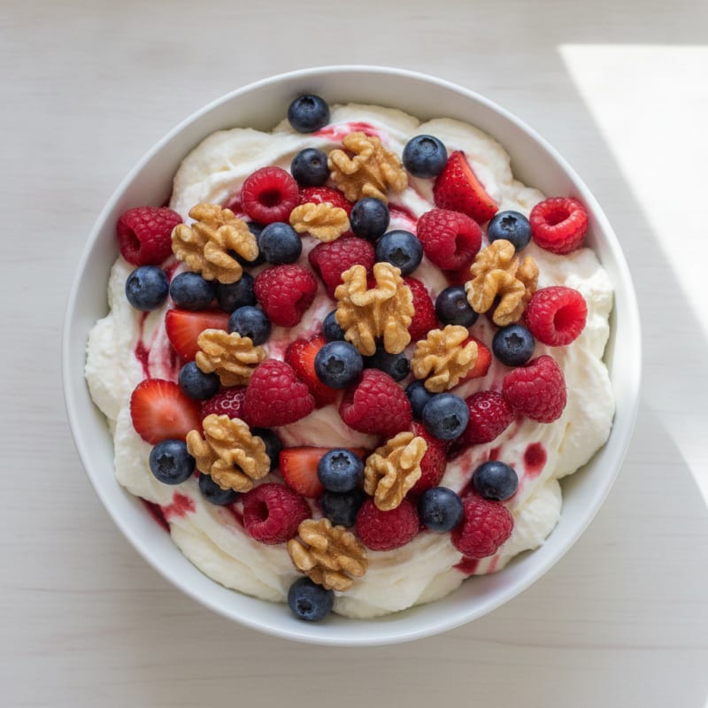 Greek Yogurt Protein Mousse with Mixed Berries