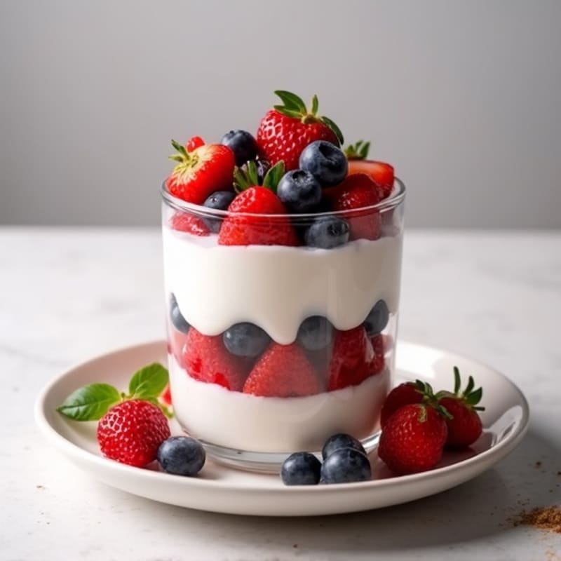 Greek Yogurt Protein Parfait with Mixed Berries and Almond Butter