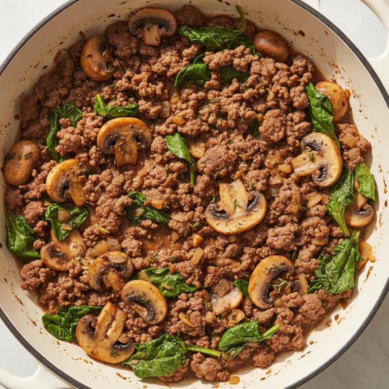 Savory Ground Beef and Mushroom Skillet