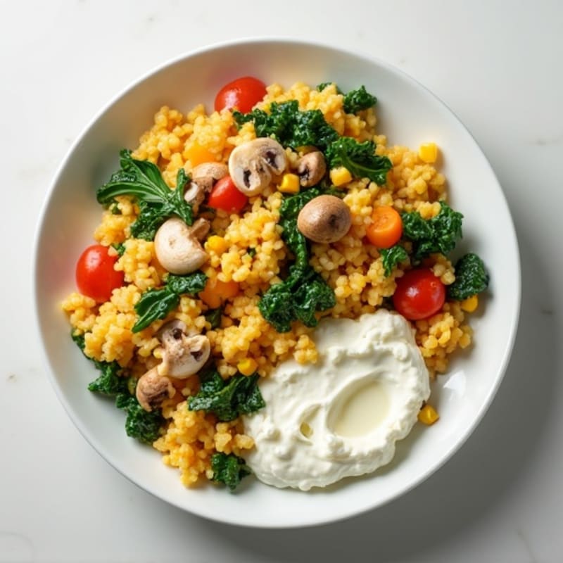 Egg White Veggie Scramble with Cottage Cheese