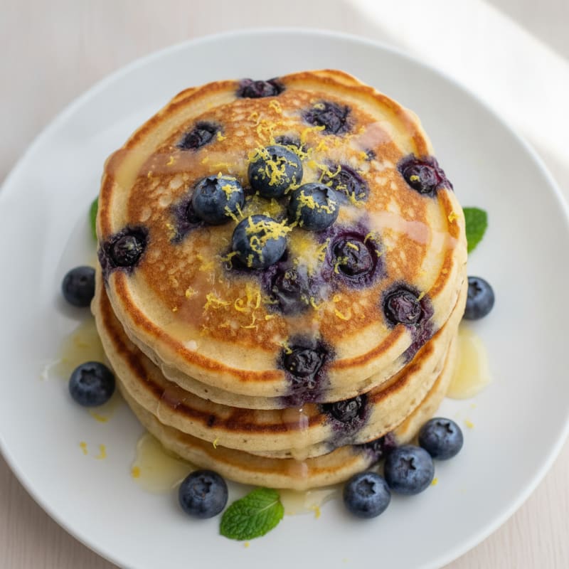Blueberry Ricotta Pancakes with Lemon Zest