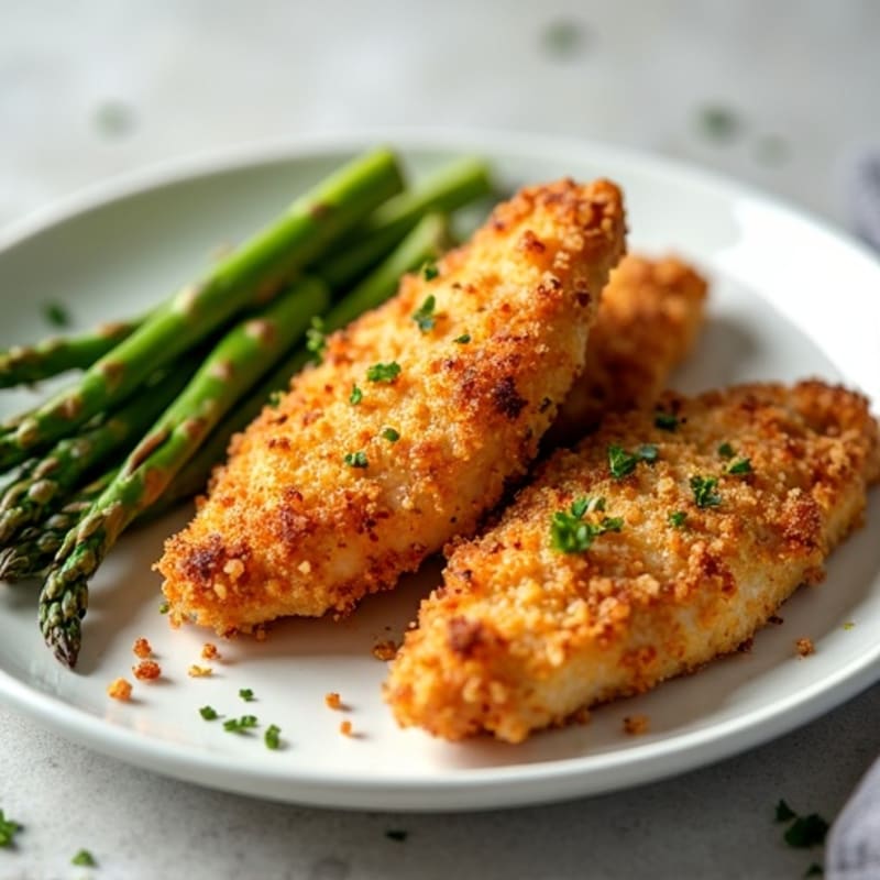 Crispy Baked Chicken Tenders with Roasted Asparagus