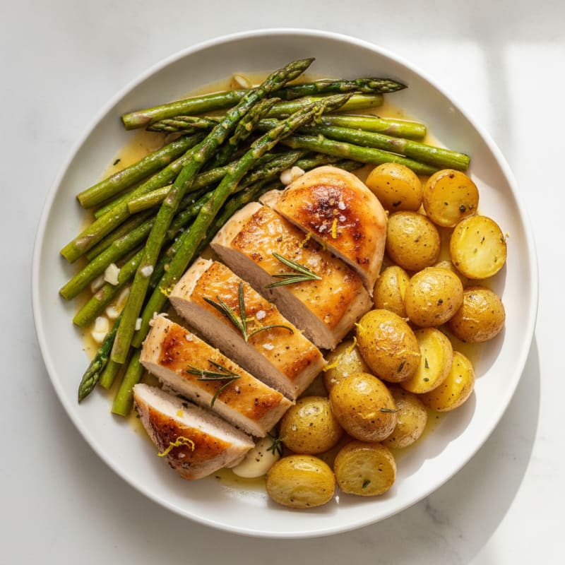Lemon Herb Roasted Chicken with Asparagus